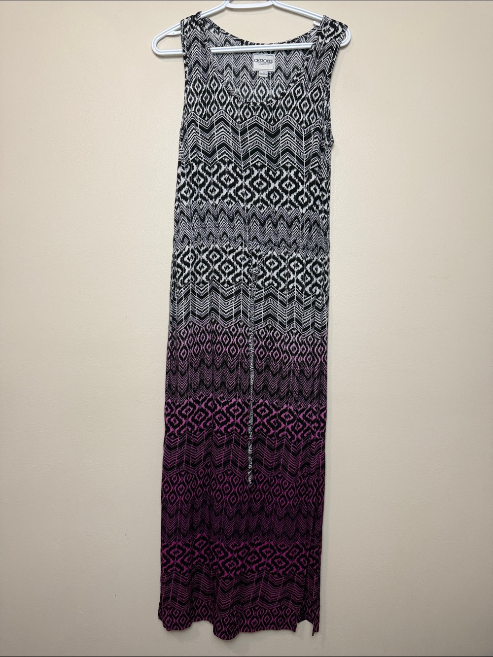 Cherokee Black to Purple Ombre Geometric Maxi Skirt size 8